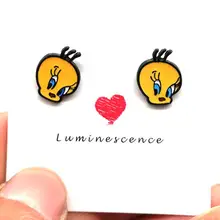 1 пара поступление мультфильм tweety птиц аниме женские серьги-гвоздики подарок Модные украшения аксессуары E-10