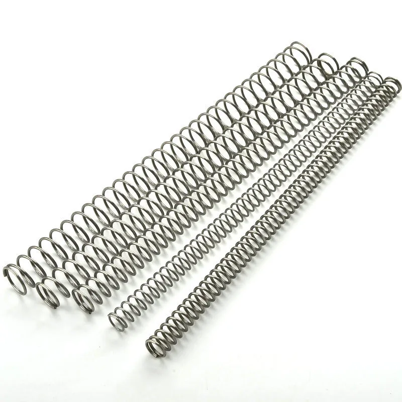 Precision small coiled stainless steel thin long compression springs, 1mm wire x (5 13)mm out