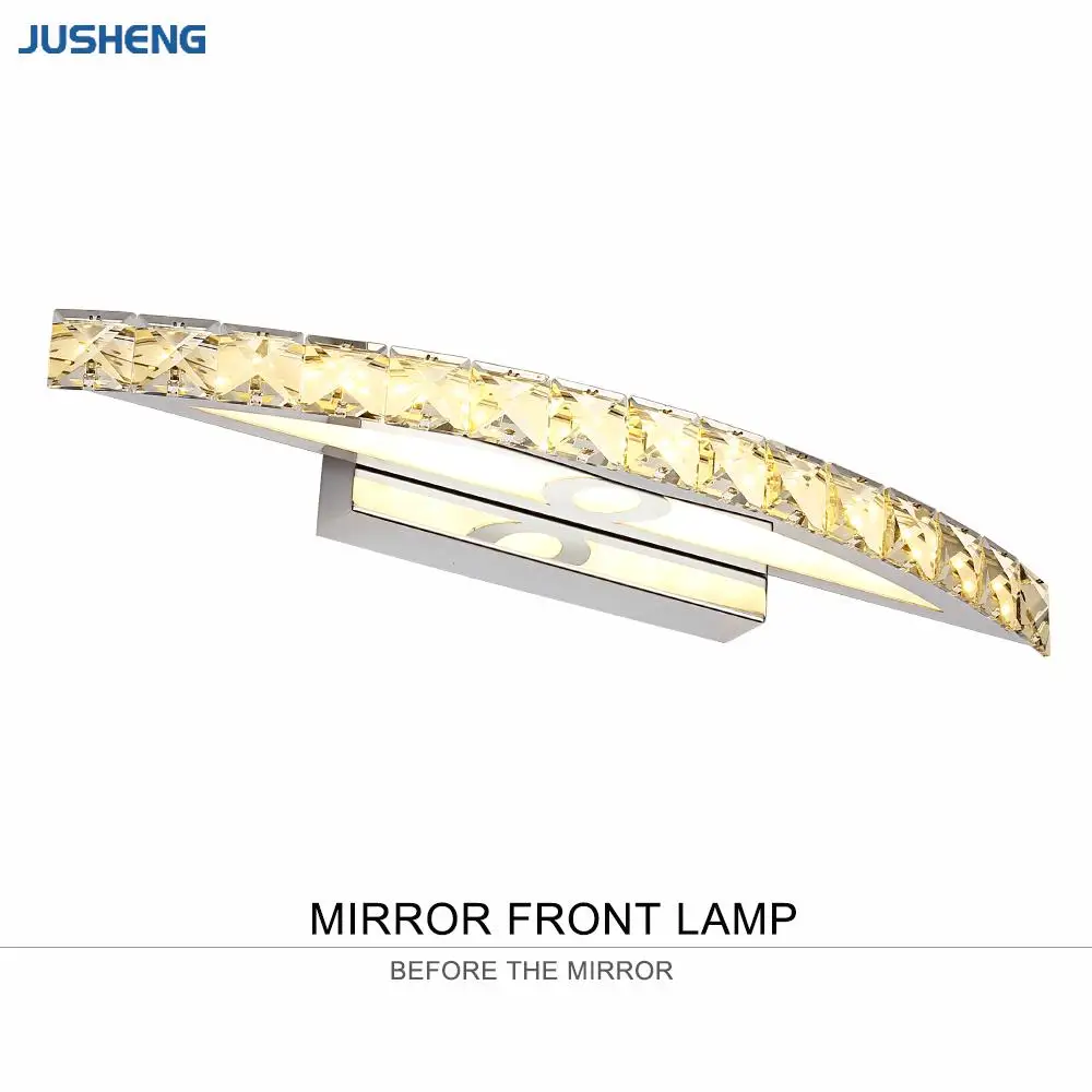 Hot Selling Chrome 10W LED Wall Lights with Crystal Top Mirror Lamp in Bathroom  Lighting Fixtures 44cm long 100-240V AC