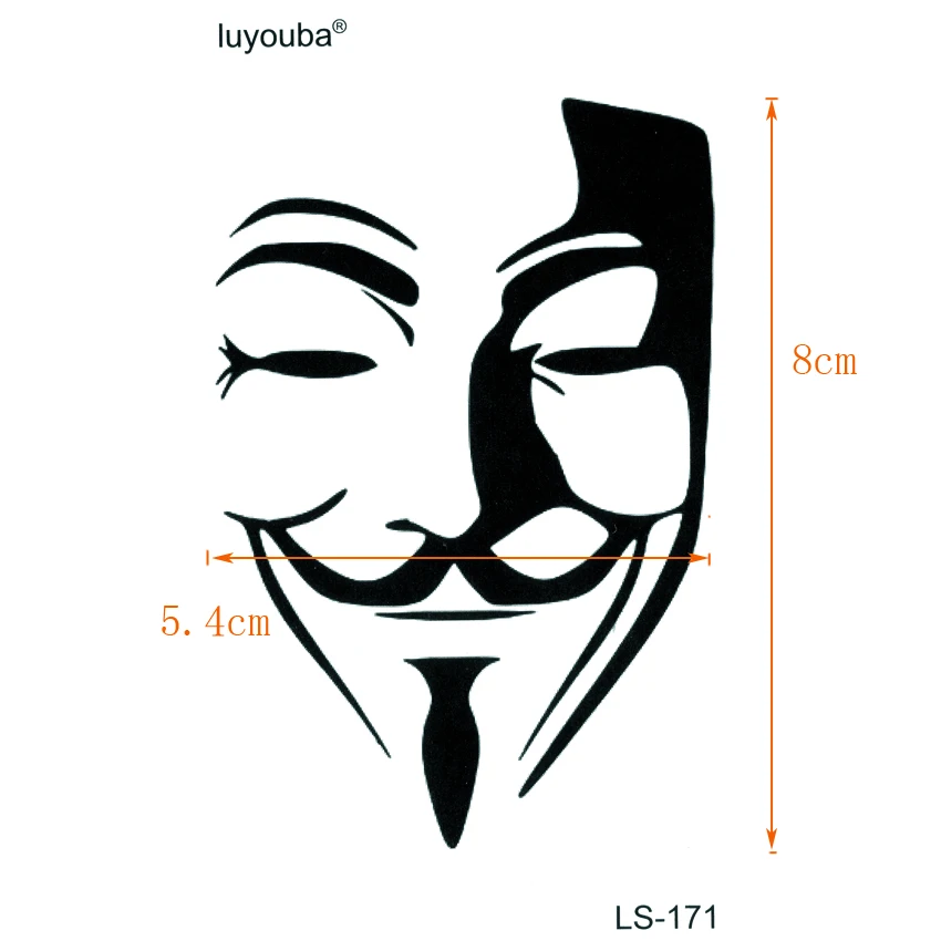 V для вендетты Водонепроницаемая временная татуировка наклейка "маска" убийца поддельная Татуировка Tatuagem рукава с имитацией татуировок хна Татуировка наклейка