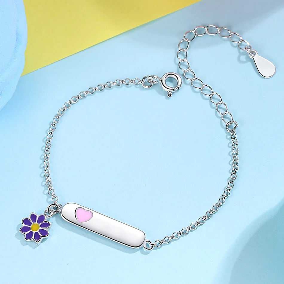 FOREWE гравировка имя браслет индивидуальный для детей девочек 925 пробы серебряный браслет настроить подарок для ребенка