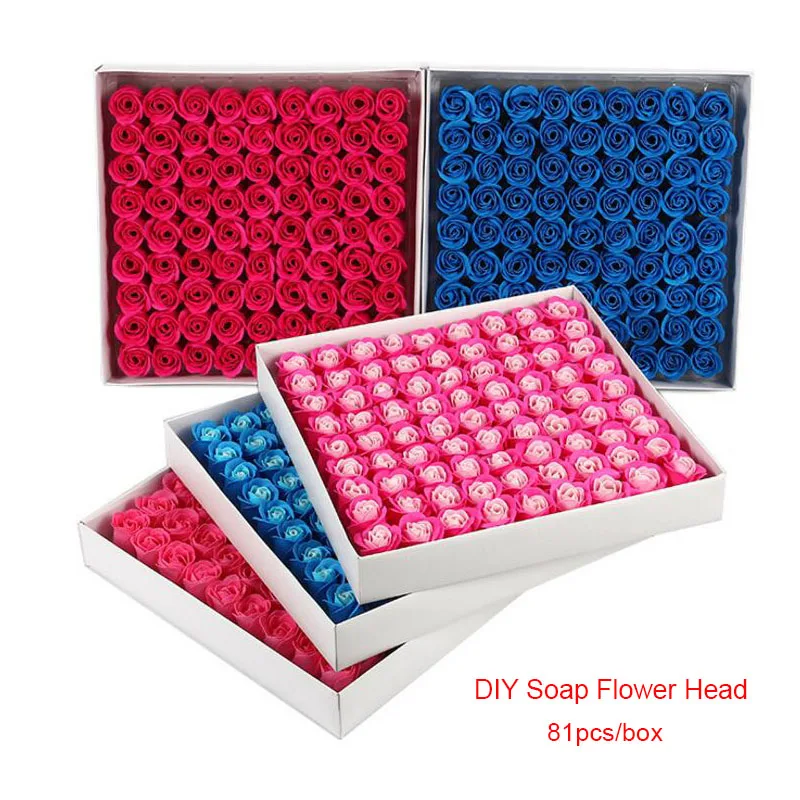 

81PCS/BOX Artificial Rose Flower Head Handmake Soap Flower Petals DIY Creative Gifts For Valentine's Day Wedding Party Christmas