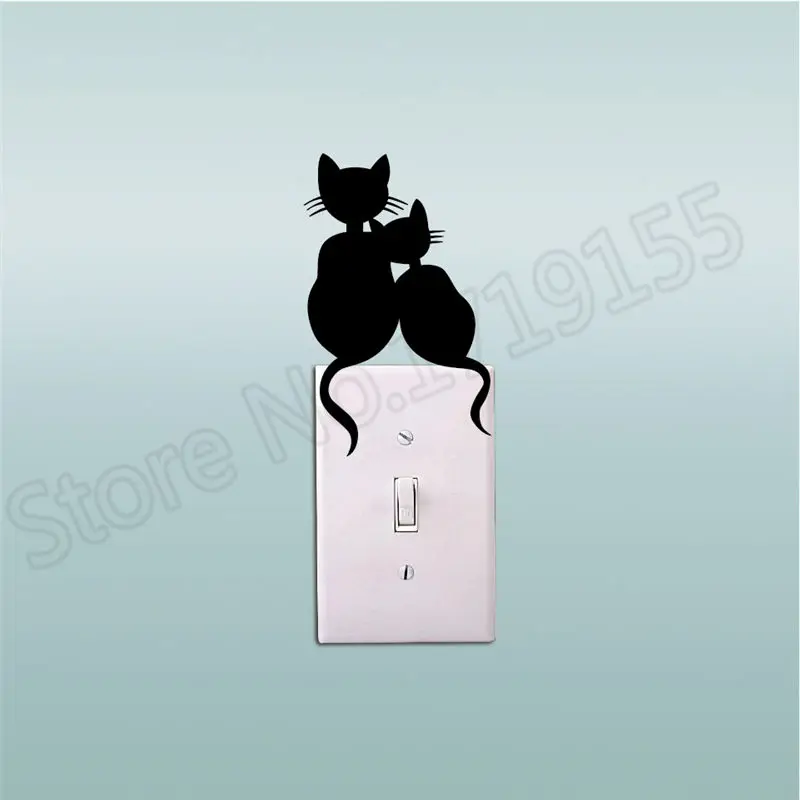 

Cats Couple Switch Sticker Kids room vinyl mural light decoration wall Nursery Bedroom Children Creative Animal Wall StickerZW74
