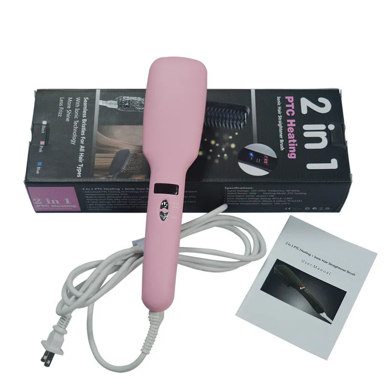 Alisador de Cabelo Elétrica Ionic Plana Escova Rápido Aquecimento Alisador Pente Varinha Cerâmica Ferro Penteado Seda Suave Ferramenta 9 escova penteado seda suave ferramenta