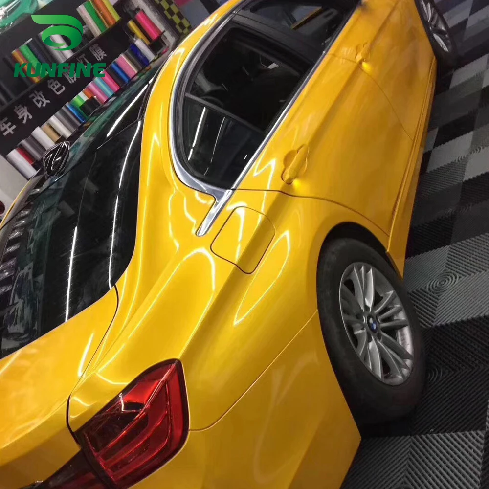Car Vinyl film Body Sticker Car sticker Metal maple yellow (2)