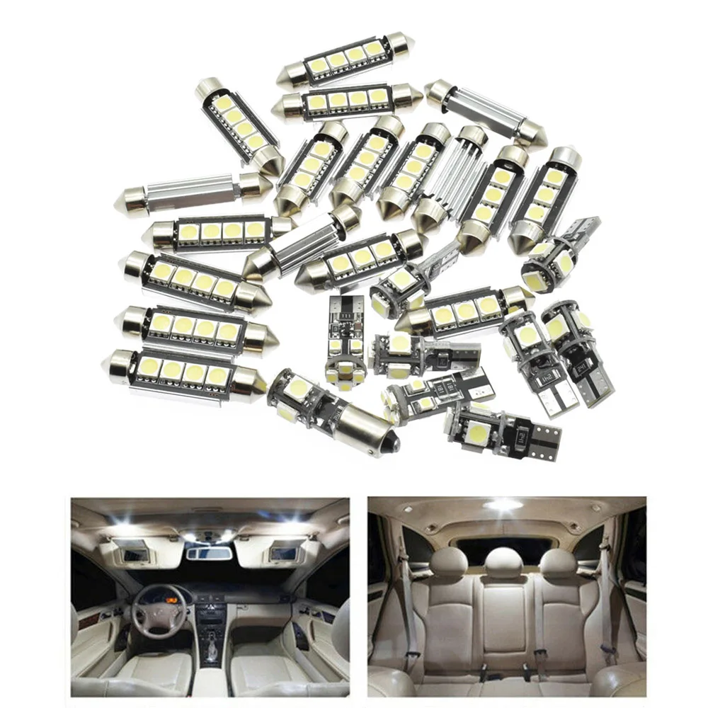 

27Pcs/Set White Car Interior LED Light Lamp Interior Dome Lights Plate Lamps Bulb Kit For Mercedes Benz E class W211(2002-2008)