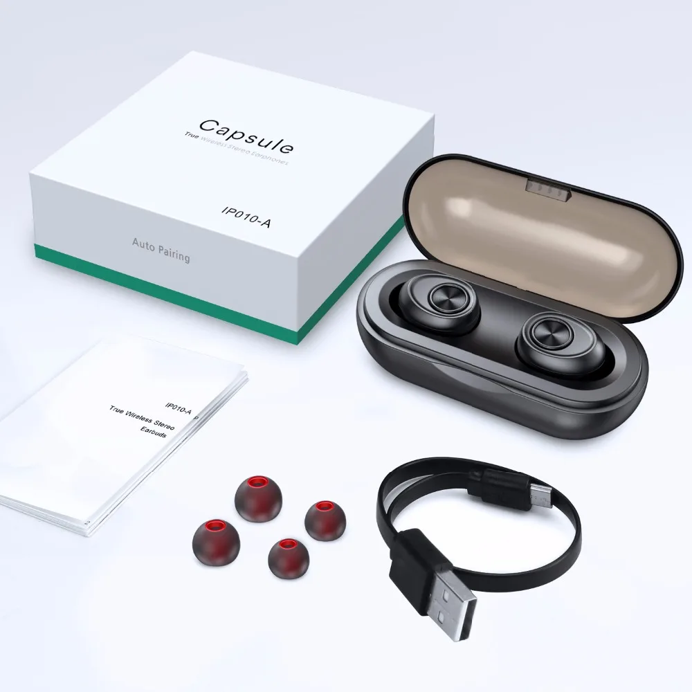 

Anomoibuds Capsule TWS Wireless Earbuds V5.0 Bluetooth Earphone Headset Deep Bass Stereo Sound Sport Earphone For Samsung Iphone
