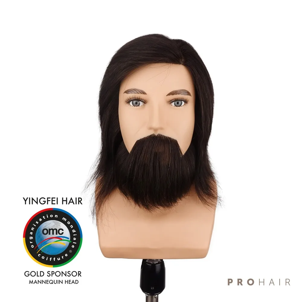 

PROHAIR OMC Approved 17CM 7'' 100% Human Black Hair Competition Head Hairdressing Mannequin Doll Head for Hairdressers