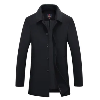 

Fashion Long Jacket Coats Single Breasted Casual cashmere coat Mens Wool Blend Jackets Full Winter For Male Wool Overcoat 4XL