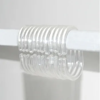

Bathroom Shower Curtain Rings 12pcs Silicone Rubber Clear C Type Curtain Liner Hook Hooks Rings Q90319