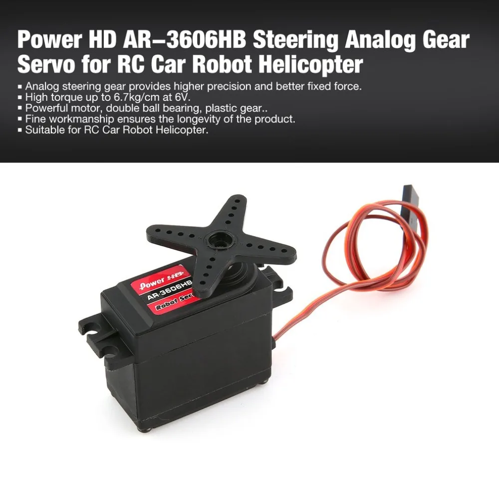 

Power HD AR-3606HB 6.7kg Steering Torque Analog Plastic Gear Servo for RC Car Buggy Robot Helicopter Drone Parts
