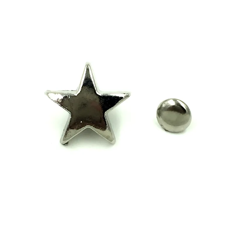 

30Sets Silver Tone Punk Pentacle Pointed Star Spike Studs Spots Garment Rivets Crafts Making 15x15mm 7x4mm