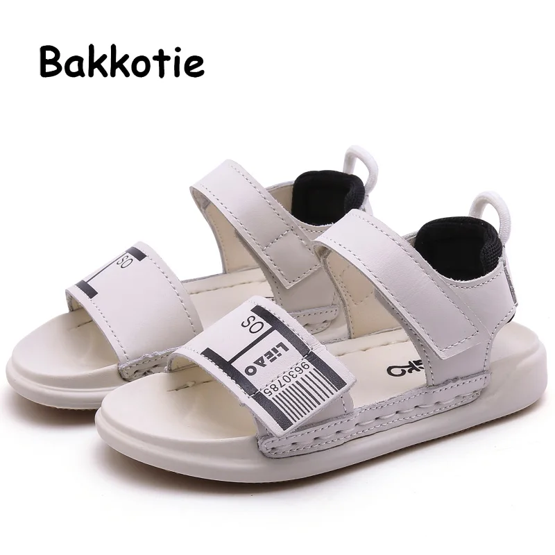 

Bakkotie 2019 New Baby Boys Fashion Black Sports Sandals Kids Summer Genuine Leather Sandals Children Soft Casual Beach Shoes