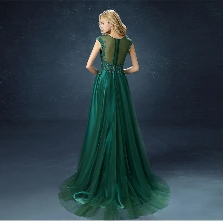 Длинное стильное темно-зеленое платье подружки невесты с кружевным цветком, вечернее платье, свадебные платья для гостей, vestidos de festa longo ROM80074