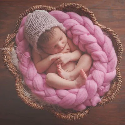 new 3-4m cute newborn photography props  Pure hand knitting infantile blanket  braid blanket  photography props  filler