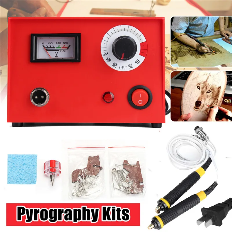 

AC 220V 50W Digital Multifunction Pyrography Machine Gourd Wood Crafts with 2pcs Pyrography Pen US Plug