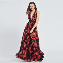 Tanpell Холтер платья для выпускного вечера без рукавов с принтом длина до пола линия платье Женщины Вечеринка Длинные Формальные спинки пользовательские платье для выпускного вечера