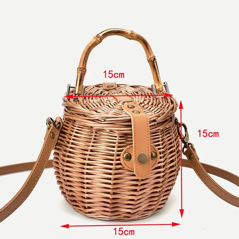 Bambu retro rattan saco nova palha bolsa