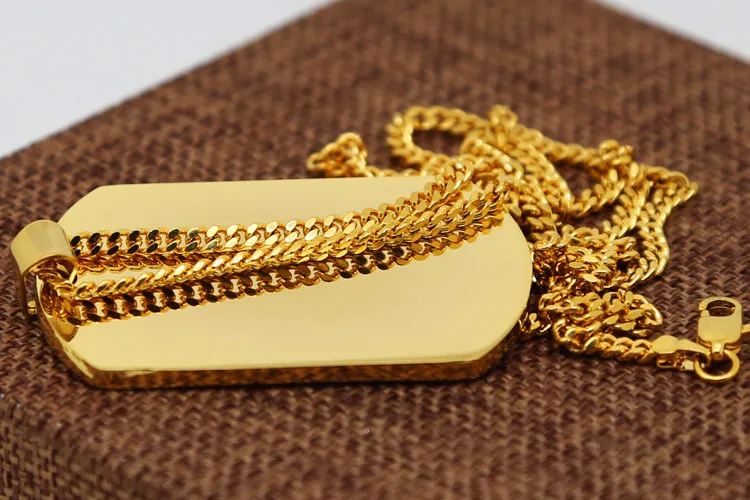 24K Gold Plated RAMBO DOG TAG Necklace 