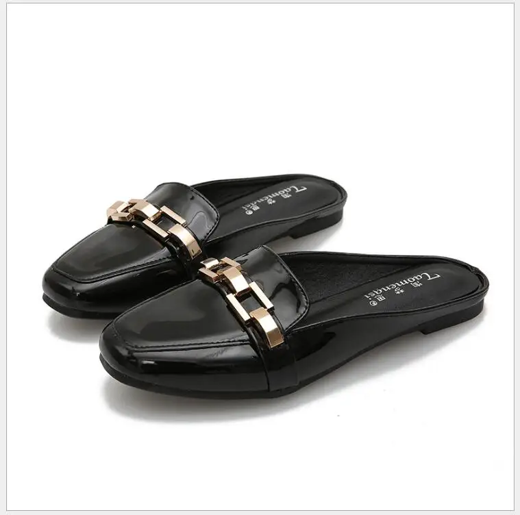 Летняя женская повседневная обувь модные уличные тапочки женская обувь на низком каблуке шлепанцы женские сандалии размера плюс 33-43 - Цвет: Черный