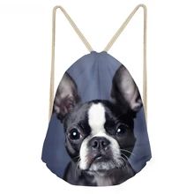 ThiKin милые 3D животного Бостон-терьер печатных Для женщин Для мужчин мешки с Кулиской мягкий рюкзак для путешествий рюкзаки многофункциональная сумка для хранения