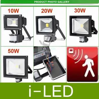 

10w 20w 30w 50w LED Floodlight Flood Lamp PIR Motion Sensor Outdoor Motion Sensor Light 85V-265V Freeshipping