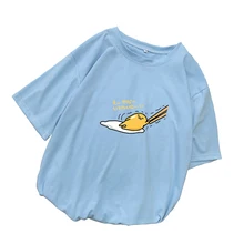 Новая футболка для женщин Kawaii Мультфильм Gudetama печати Топы Harajuku Лето короткий рукав Повседневная Свободная Корейская одежда Camiseta Mujer