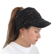 Женская зимняя теплая вязаная шапка с козырьком и эластичным козырьком, шапки с козырьком