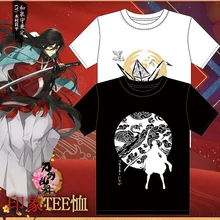 Touken Ranbu аниме унисекс футболка Летняя хлопковая футболка с короткими рукавами футболки красивый узор цвет белый и черный