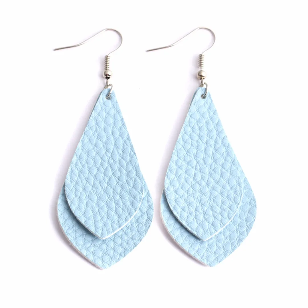 Bohemian PU Leather Long Drop Earrings For Women Trendy Statement Multi Layer Water Drop Earring oorbellen Jewelry Shellhard