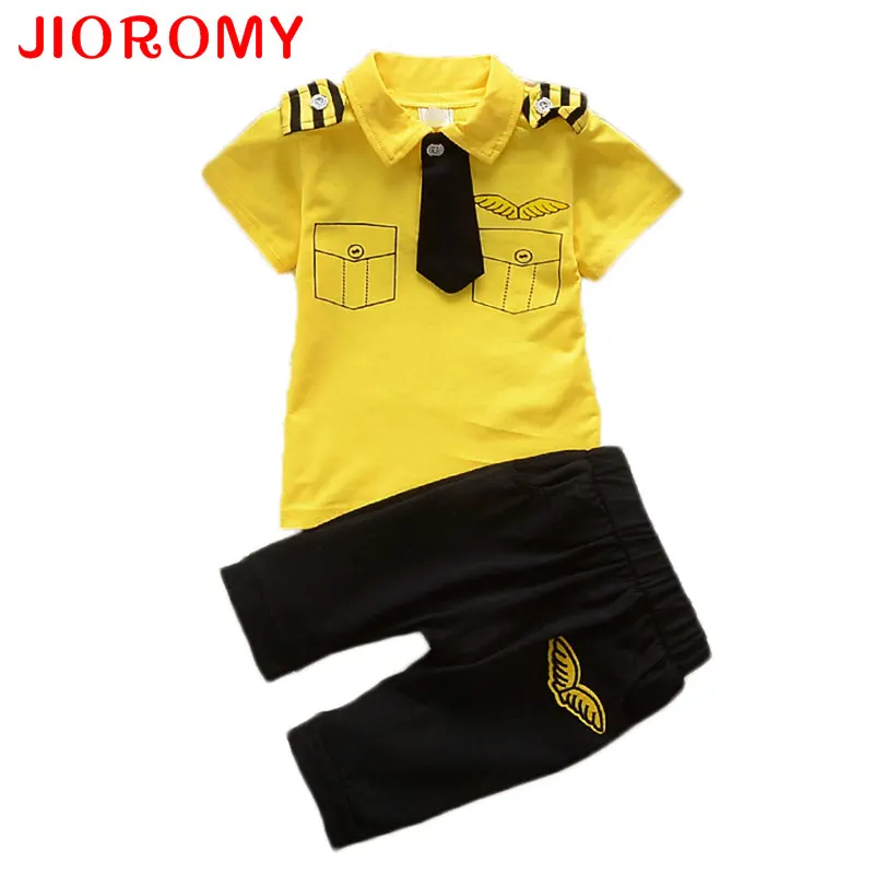 Baby boys summer clothing sets cotton kids tie gentleman outfits clothes suit
