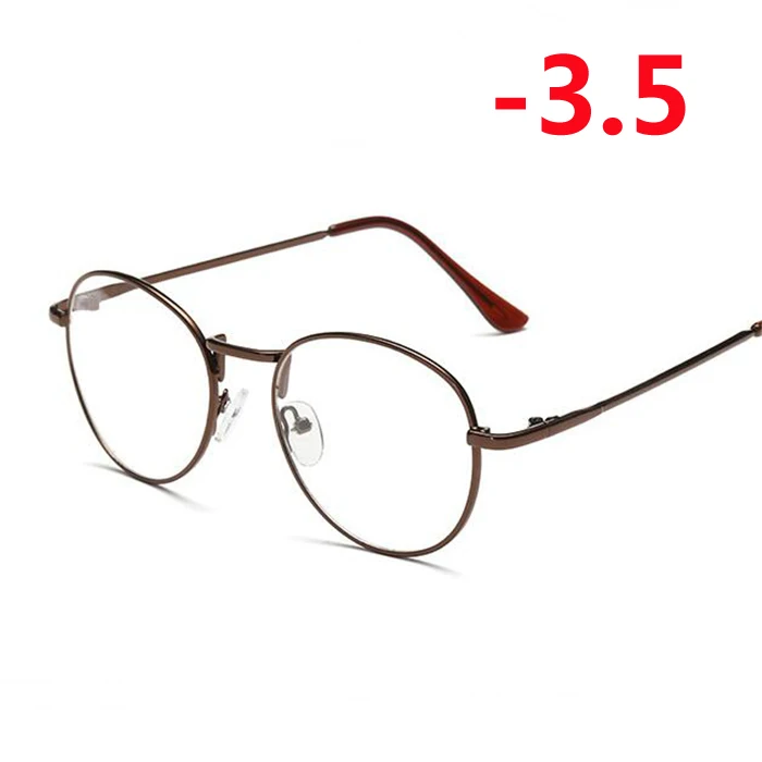 1-1,5-2-2,5-3-3,5-4 готовые очки для близорукости женские мужские короткие очки для коррекции зрения металлические женские мужские очки для близорукости с градусом - Цвет оправы: Myopia 350