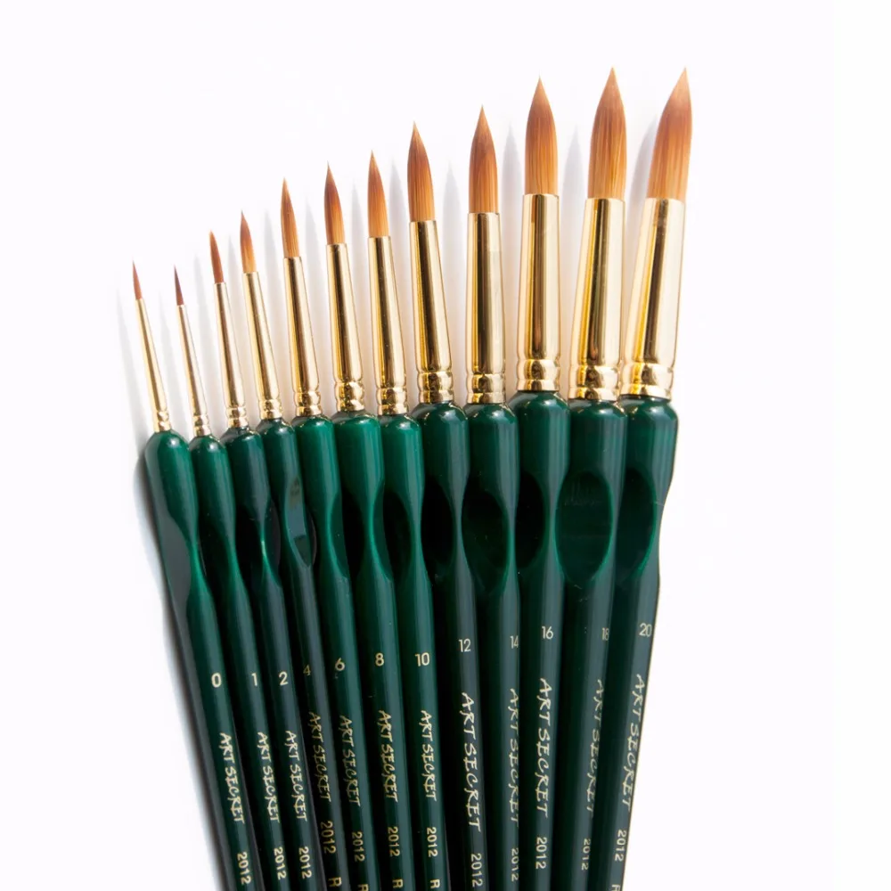 2012R Высокое качество Корея Импорт taklon волос тройной Клин ручка деревянная ручка краски, художественные принадлежности акварельные акриловые кисти
