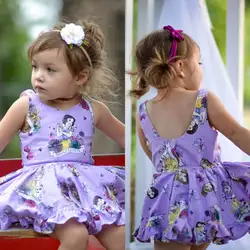 Платье для маленьких девочек Хлопковое платье принцессы без рукавов с круглым вырезом для маленьких девочек летняя одежда для малышей