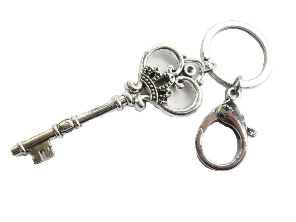 Wholesale Large Skeleton Key keychain, Antique Silver Finish Key