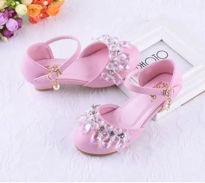 Осенняя обувь для маленьких девочек; модные детские стразы принцессы с перламутровым блеском; повседневная кожаная детская обувь; цвет розовый