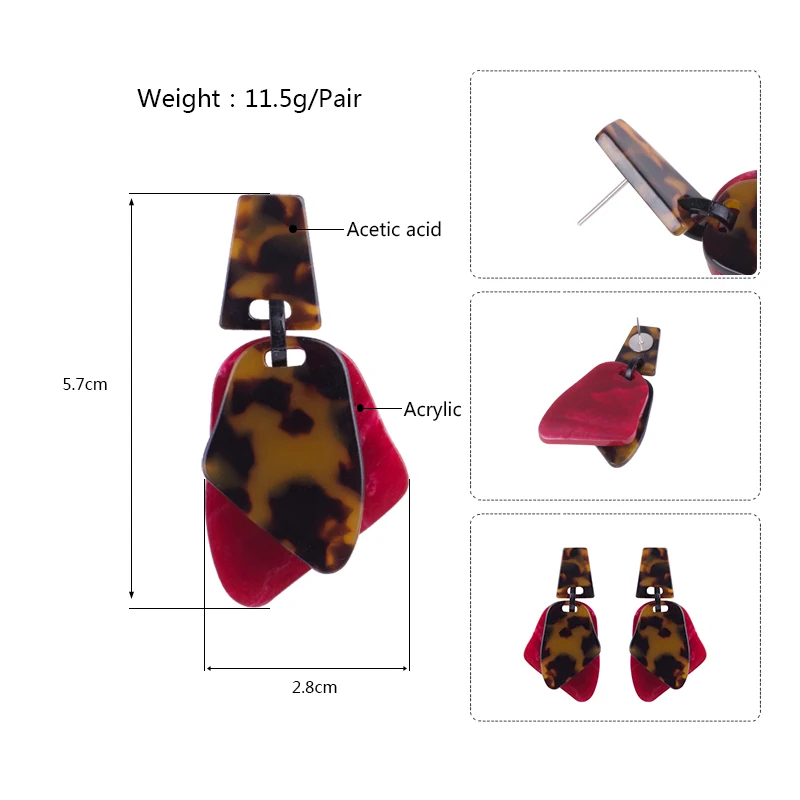 Vintage Long Acrylic Acetic Resin Earrings for Women 2019 Big Geometric Dangle Drop Earings for Girls Fashion Jewelry New Brincos (7)