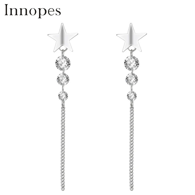 

Innopes korean style star earrings chain stud earring free shipping ladies minimalist earrings fashion jewelry free shipping