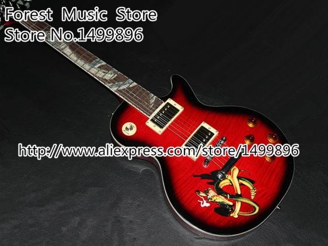 Cheap High-quality Vintage Red LP Slash Snake Snakepit Booking Custom Parts Chinese Guitars Electrica With Silver Hardware