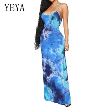 YEYA Women Sexy Sleeveless Open Back Retro Print Tie Dyed Long Dress Summer Multiway Wrap Convertible Boho Maxi Club Red Dress open back tribal print maxi dress