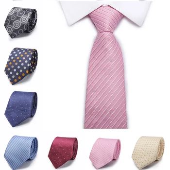 

New Luxury Gravata 8cm Slim Neckties Classic Blue Striped White Silk Ties For Men Wedding Necktie Mens Silk Classic Necktie