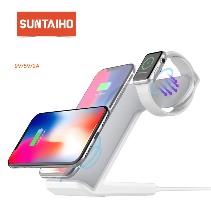 Suntaiho Wireless Charger for iPhone XS Max QI Wireless Charging for Apple Watch Airpods Qi Charger Pad for iwatch Samsung S9 S8 Suntaiho Wireless Charger for iPhone XS Max QI Wireless Charging for Apple Watch Airpods Qi Charger Pad for iwatch Samsung S9 S8