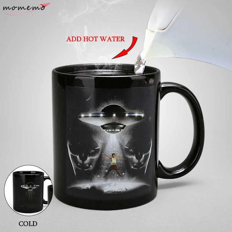 

UFO Pattern Morphing Mugs Coffee Milk Tea Cup Funny Heat Sensitive Color Changing Mug for Adults Student Gifts 330ml/11oz Mug