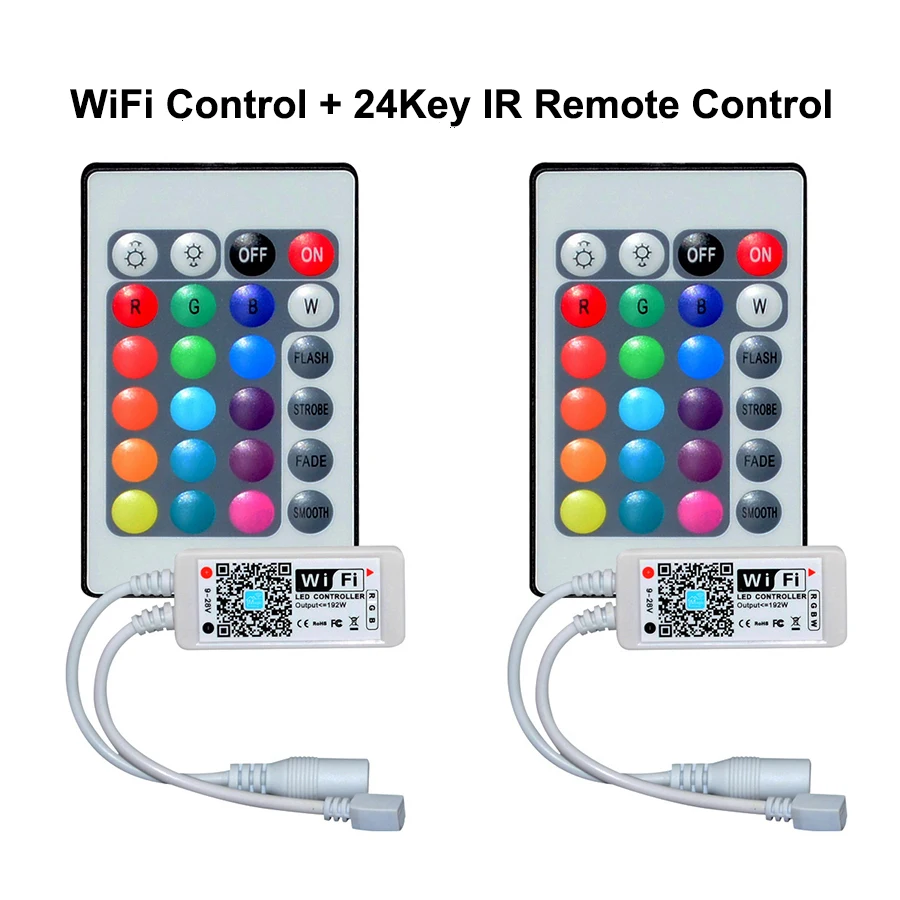 RGB RGBW DC12V мини умный светодиодный контроллер 24 IR WiFi музыкальный пульт