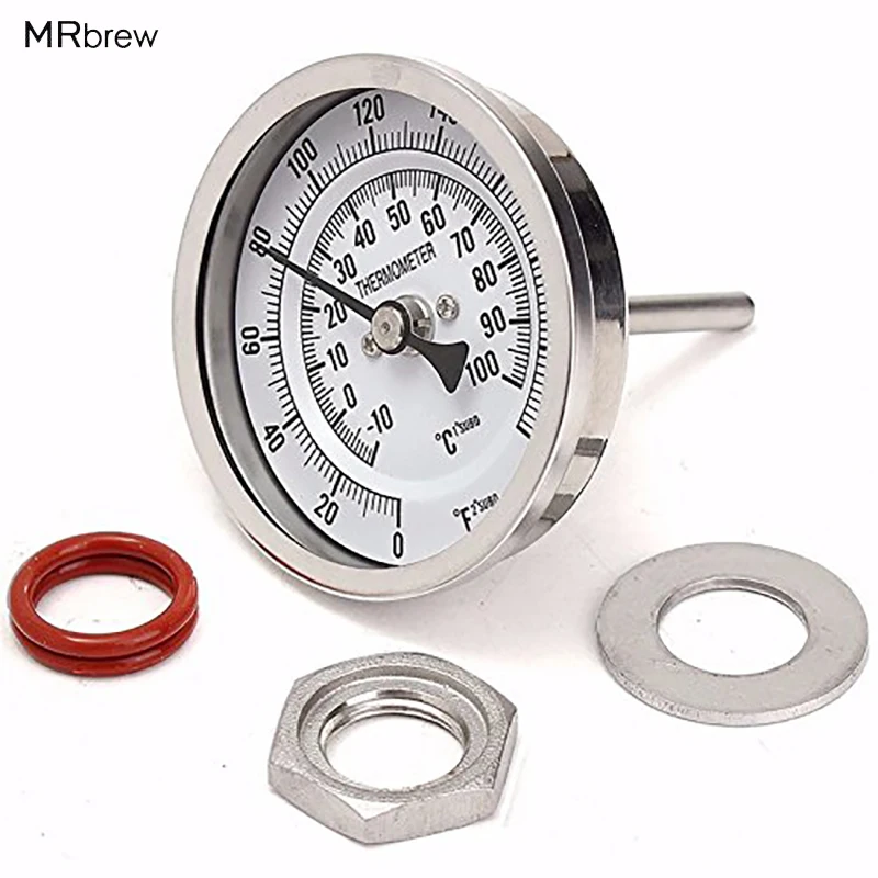 

Beer Kettle Brewing Dial Thermometer, 1/2 NPT Stainless Steel,Dual Scale 3'' Face with 2'' Probe for Brew Pot