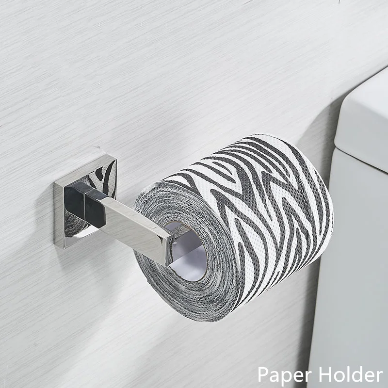 Хромированный полированный держатель для туалетной щетки настенный держатель для полотенец SUS 304 нержавеющая сталь набор аксессуаров для ванной комнаты держатель для бумажных полотенец