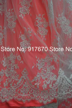 

Gorgous high quality african cord lace, off white vestido de noiva, Eyelash lace For encaje Nigerian Wedding Dresses