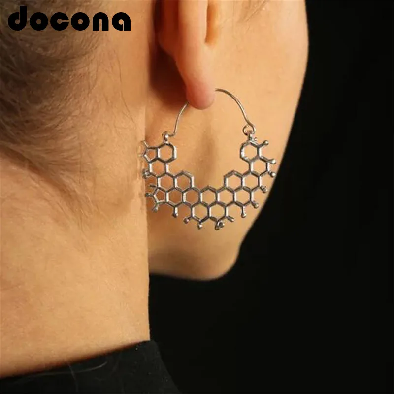 

docona Vintage Gold Color Cell Honeycomb Drop Dangle Earring for Women Geometric Pendant Earrings Party Jewelry Brincos 6767