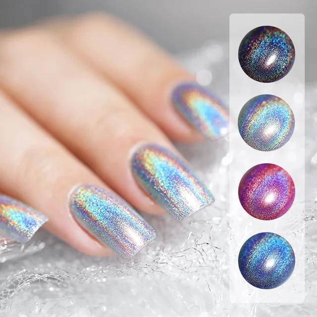 Nail Art Silver Rainbow Mirror Effect Laser Glitter Powder