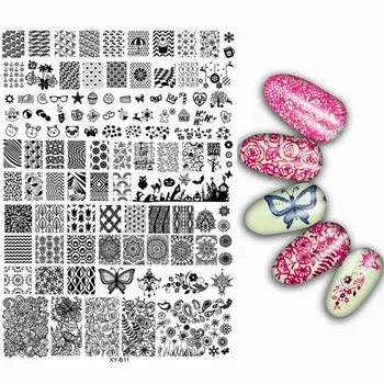 

Big Transparent Acrylic Nails Stamping Plates Mixed Lace Flowers Design French Stamp Templates Image Polish Transfer Tools
